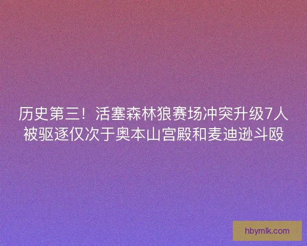 历史第三！活塞森林狼赛场冲突升级7人被驱逐仅次于奥本山宫殿和麦迪逊斗殴