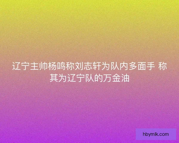 辽宁主帅杨鸣称刘志轩为队内多面手 称其为辽宁队的万金油